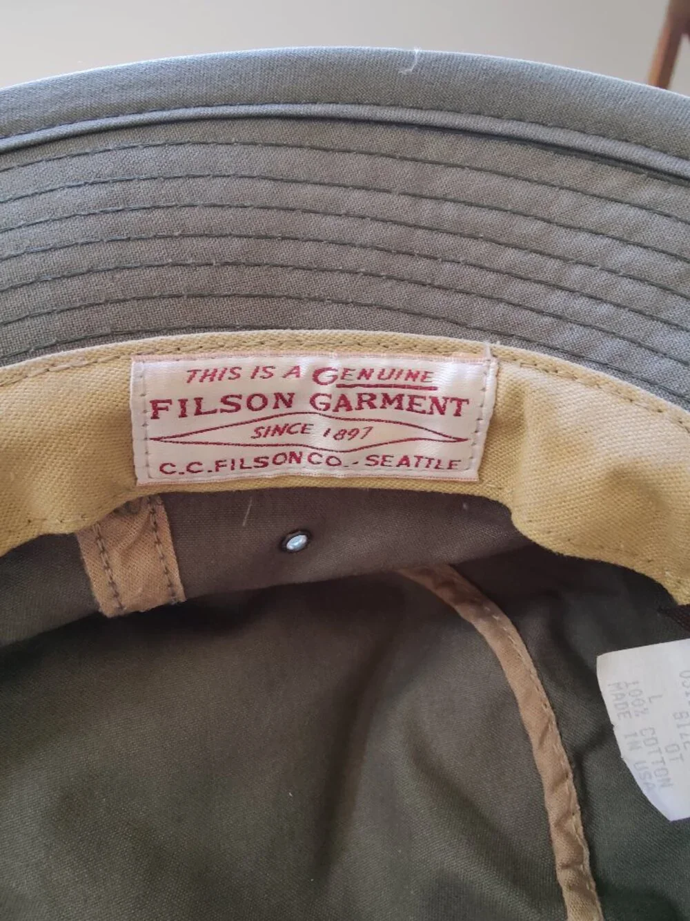 Otter Green Filson Hat, Size L